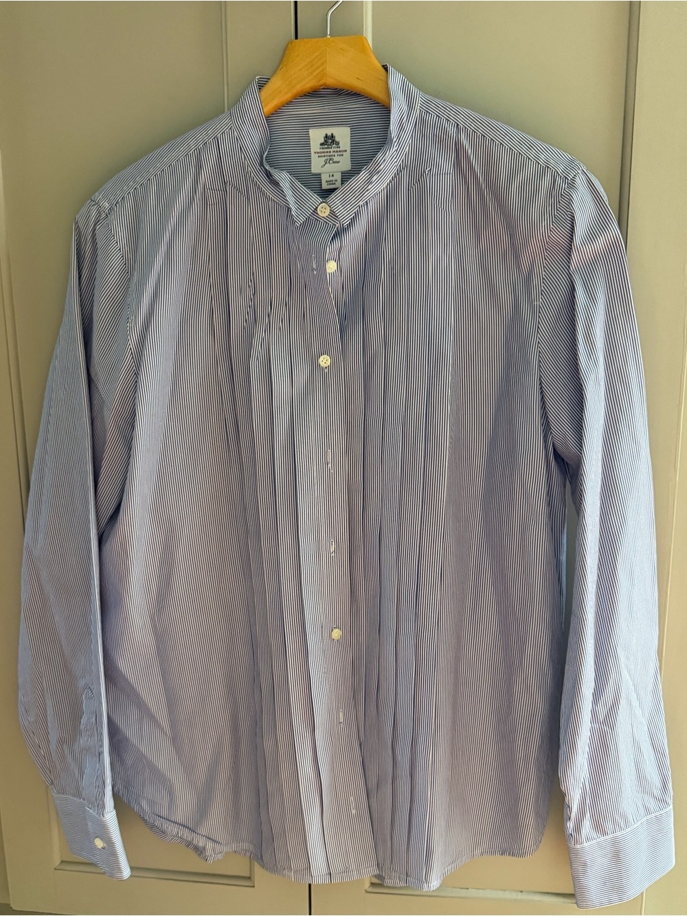 JCrew Thomas Mason French Blue Stripe Button Up Shirt-14